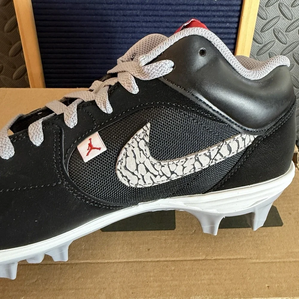 Nike Air Jordan Stadium 90 Low TD Black Cement Football Cleats Mens Size 9.5